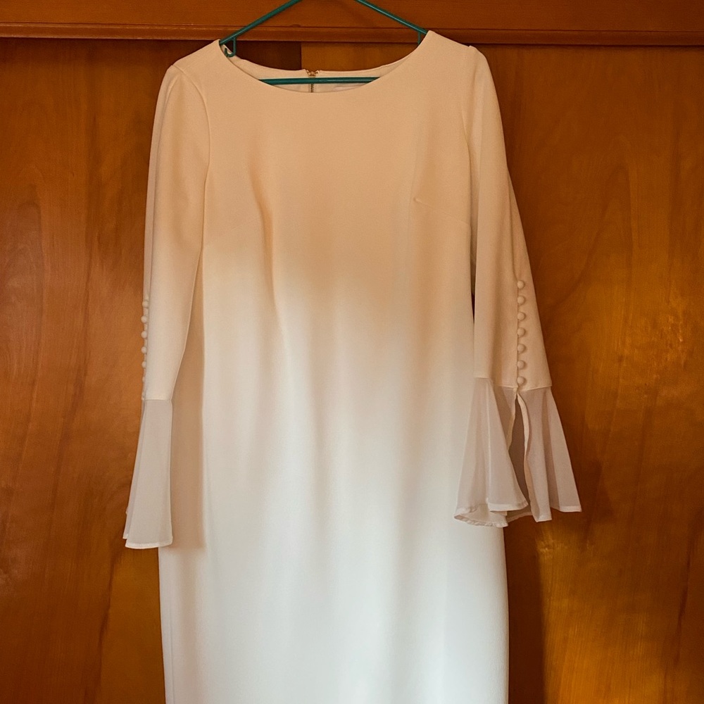 Calvin Klein Chiffon-Bell-Sleeve Sheath Dress